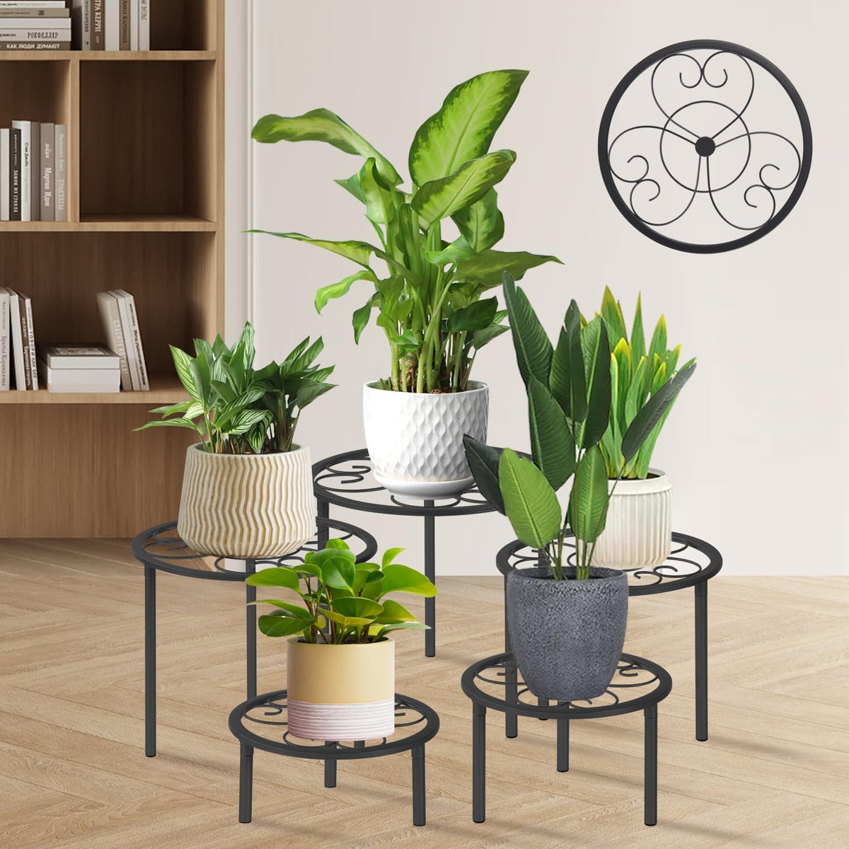 mekpiwu 5-piece metal plant rack set for stylish multi-tier indoor display