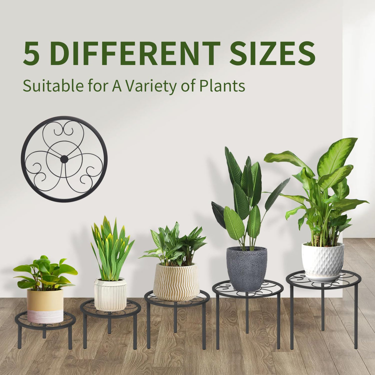 mekpiwu heavy-duty plant racks with sturdy base pillars support tall pots