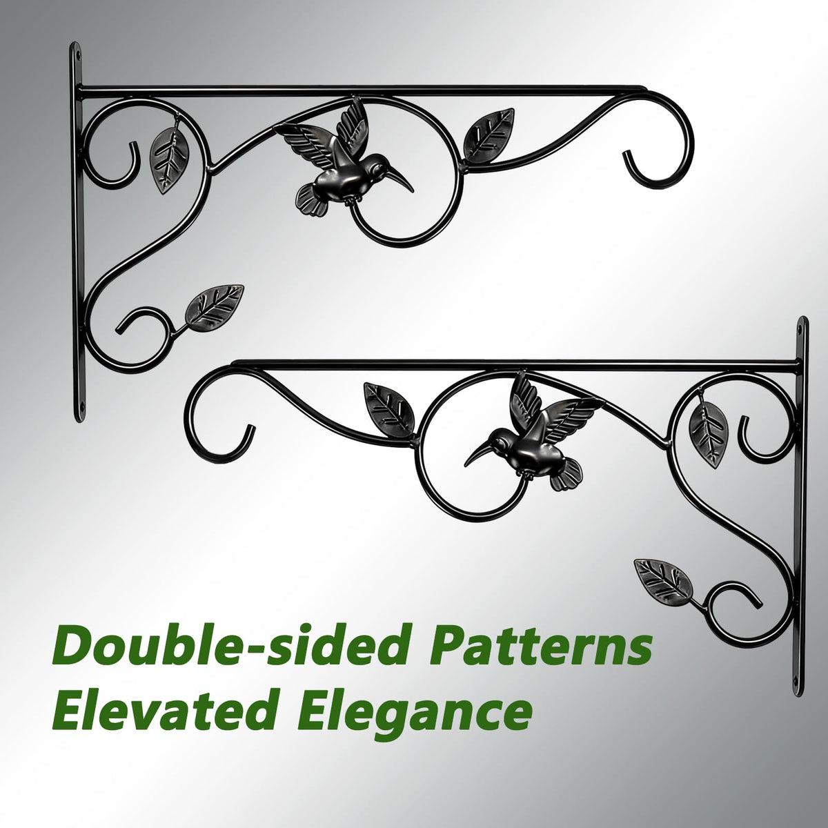 Mekpiwu rust-resistant wall bracket supporting planters and garden accents.