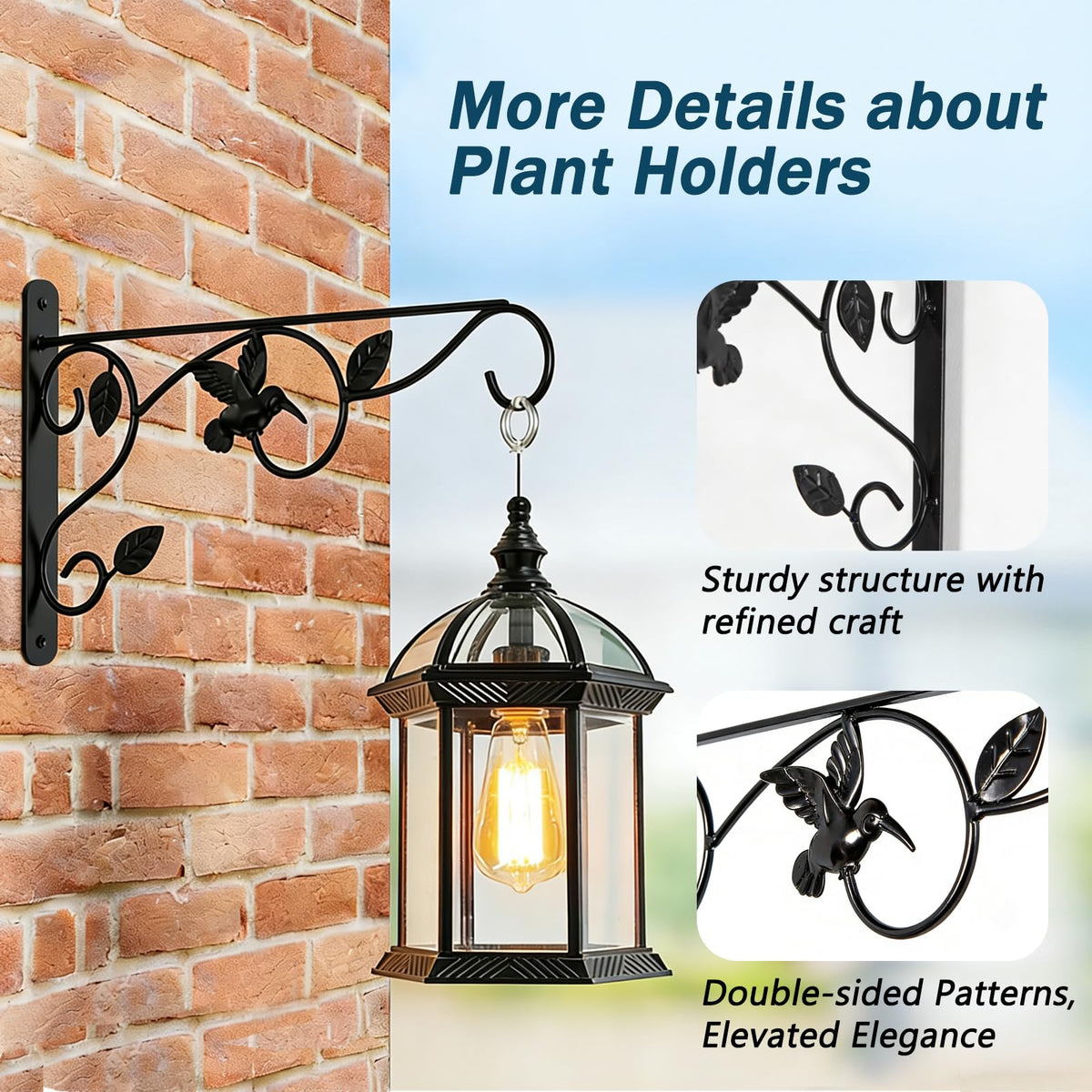 Mekpiwu wall hook supporting a decorative planter on balcony.