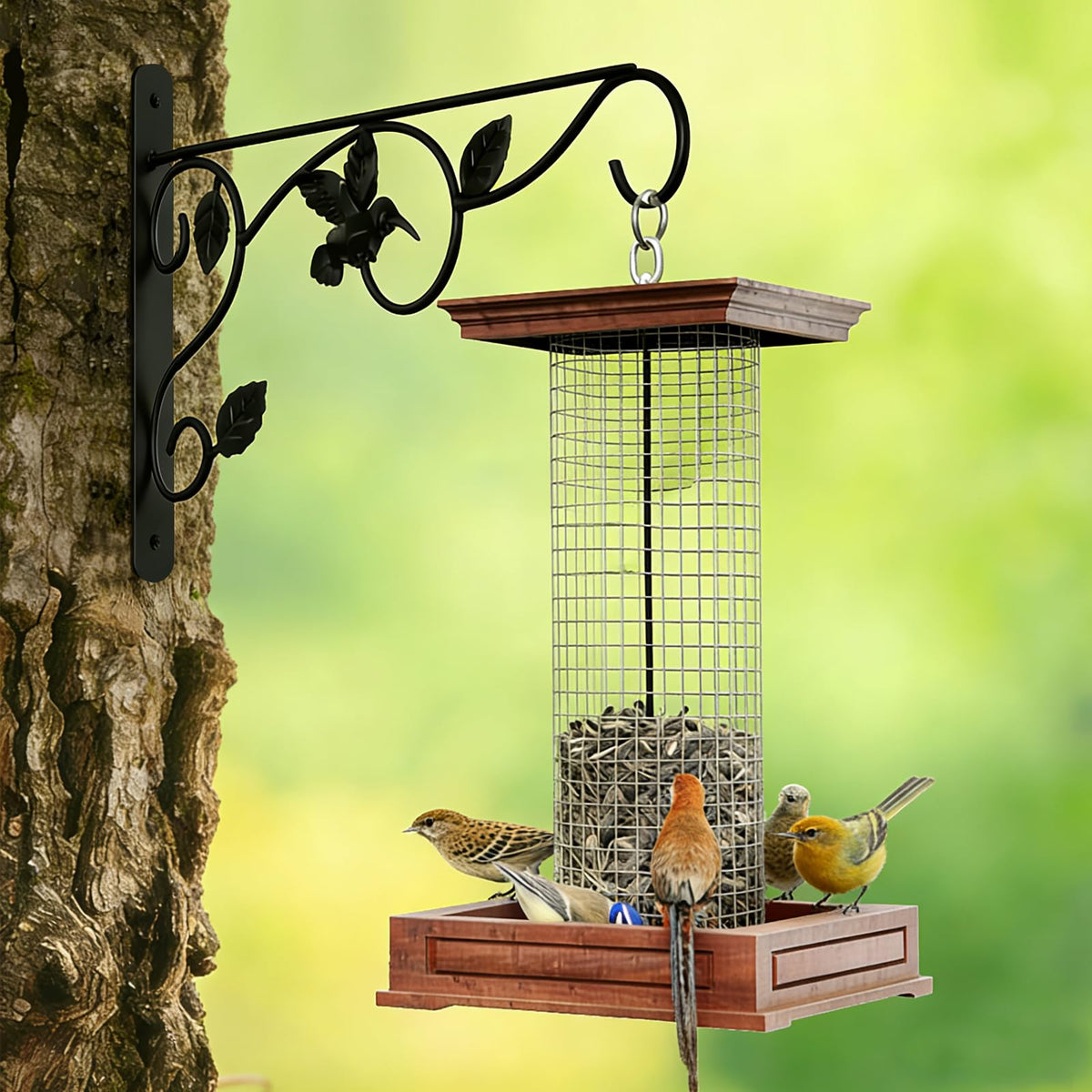 Mekpiwu bird-pattern wall hook featured with wind chimes in a porch.