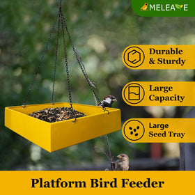 Meleave bird feeder platform outdoor yellow bottom view shows mesh surface