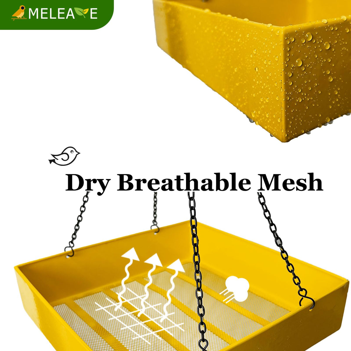 Meleave bird feeder platform outdoor yellow with multiple perches for birds
