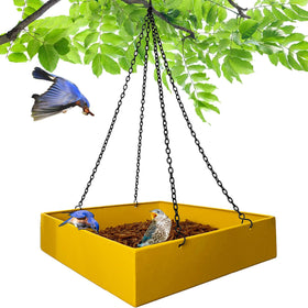 Meleave bird feeder platform outdoor yellow seed loading demonstrates easy filling