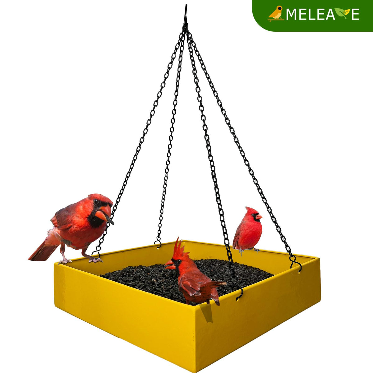 Meleave bird feeder platform outdoor yellow side view shows accessible perches