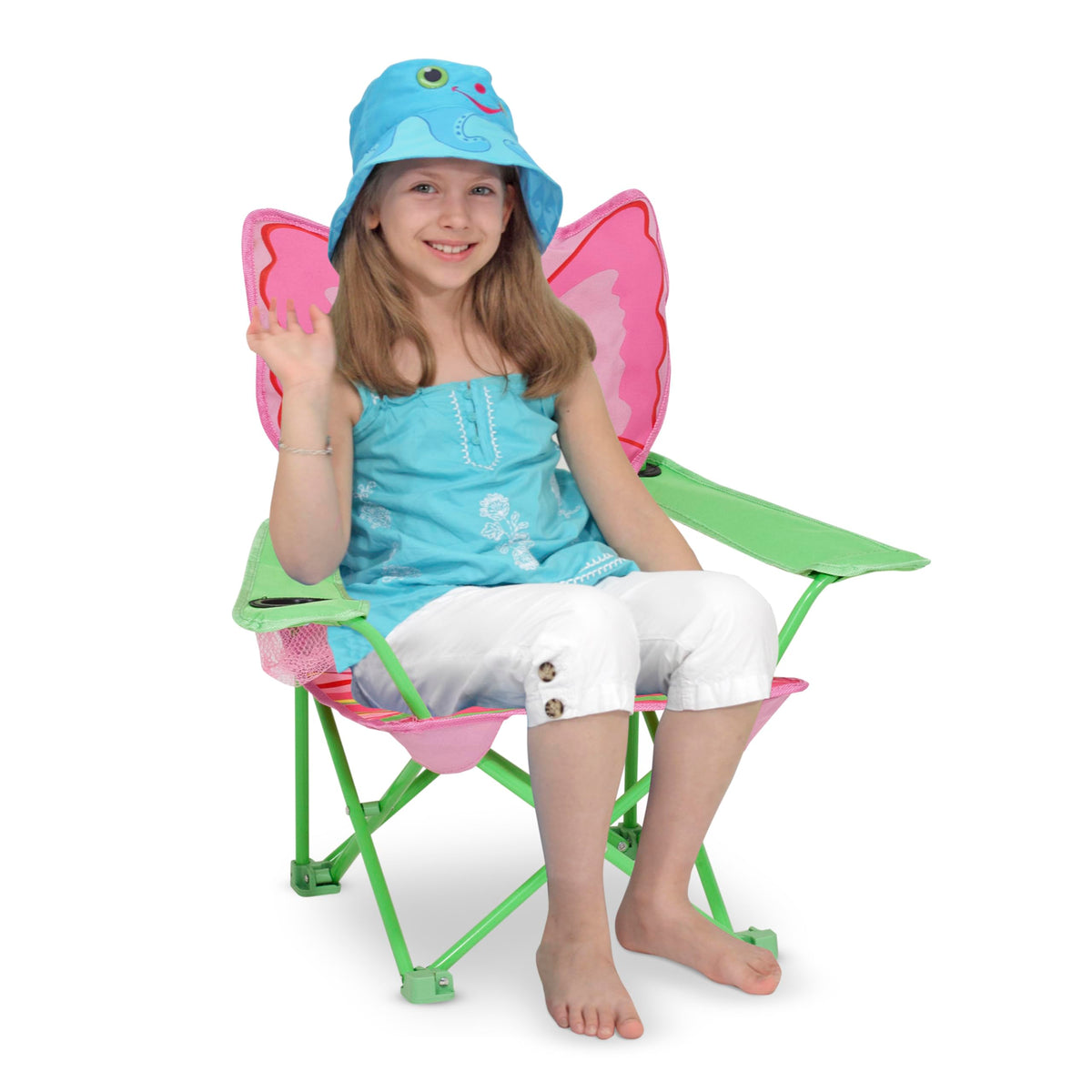 Melissa & Doug Bella butterfly chair with cup holder for drinks outdoors
