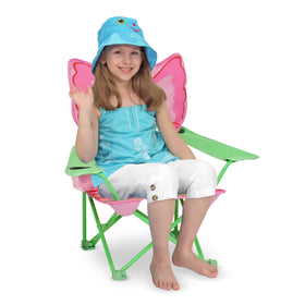 Melissa & Doug Bella butterfly chair with cup holder for drinks outdoors