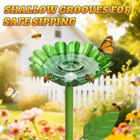 Mellbree bee watering station blue flower draws butterflies and supports healthy pollination in gardens.