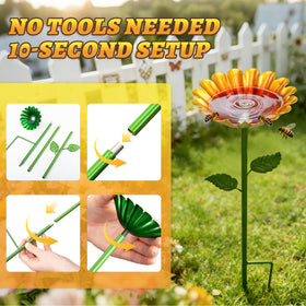 Mellbree bee watering station green flower enhances yard color while encouraging gentle pollinator visits.