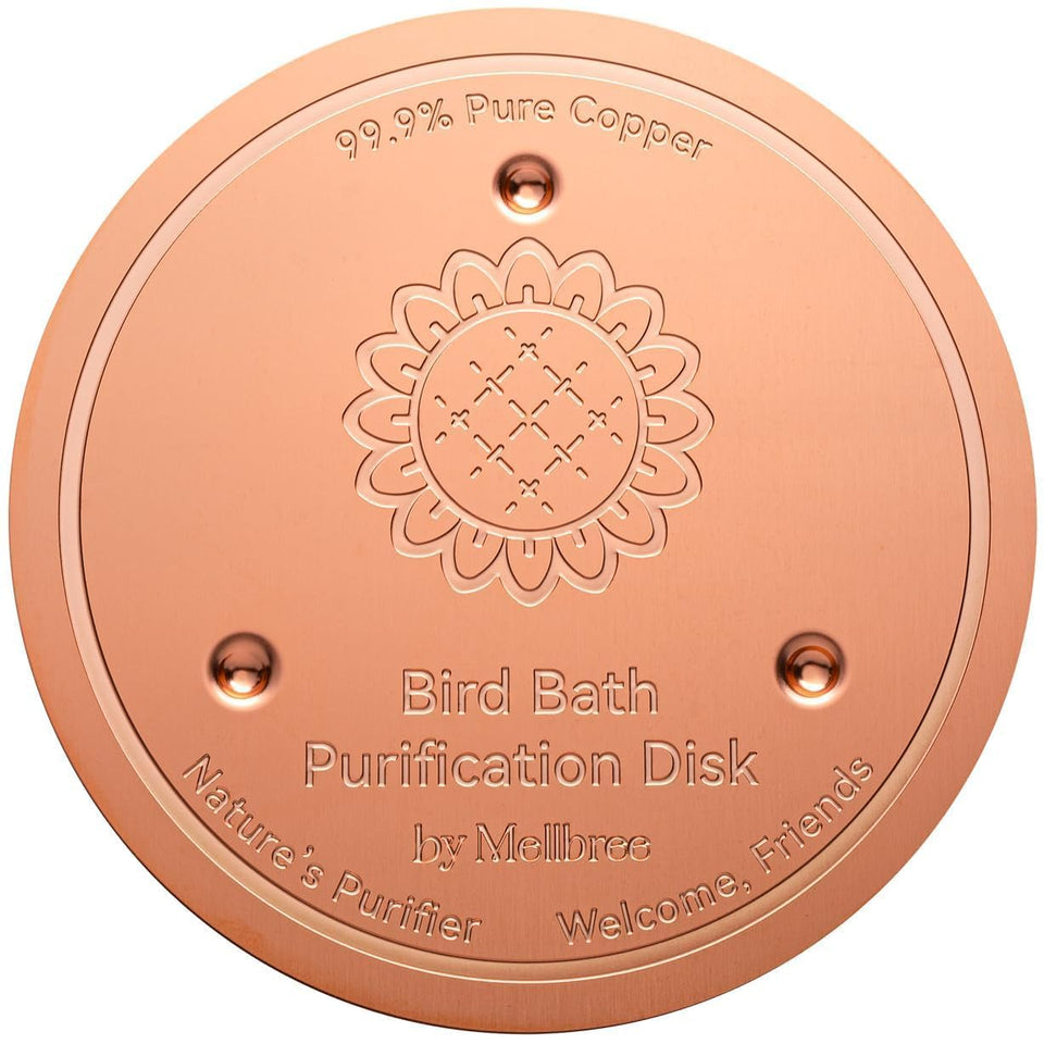 Mellbree Bird Bath Copper Disc front view showing copper plate ready for installation and natural care