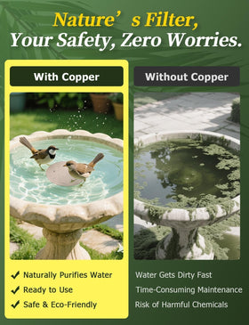 Mellbree Bird Bath Copper Disc side view highlighting slim profile and material