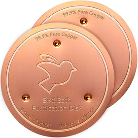 Mellbree copper purification disk side view in a bird bath for clearer water