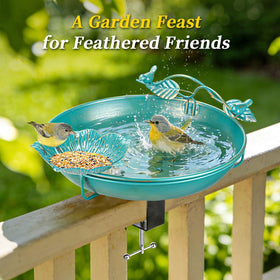 Mellbree Bird Bath rail clamp perch focuses on safe elevated bathing above ground predators.