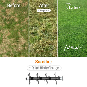 Mellif five-depth settings for precise dethatching and aeration.