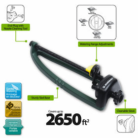 Melnor 65049-AMZ sprinkler with 15 precision nozzles for uniform moisture