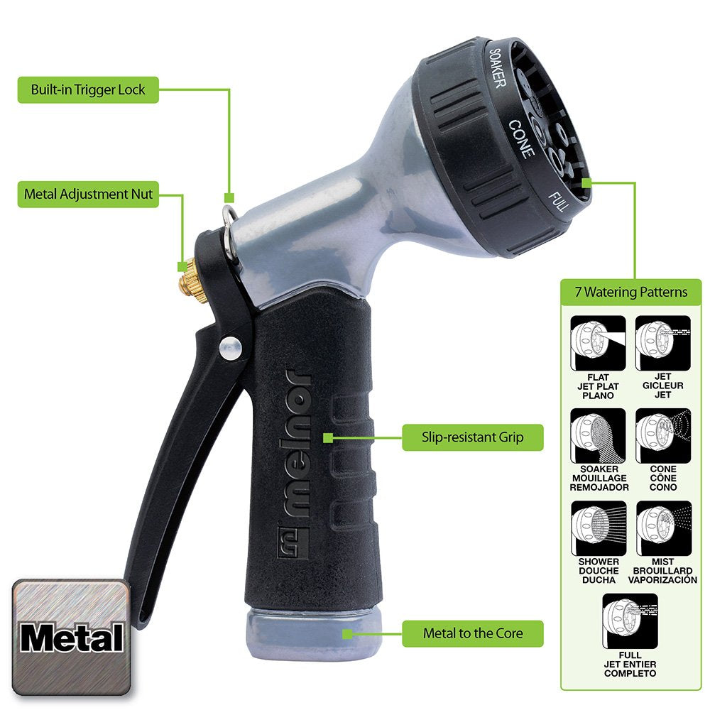 Melnor 65156AMZ trigger lock nozzle for secure hands-free operation.