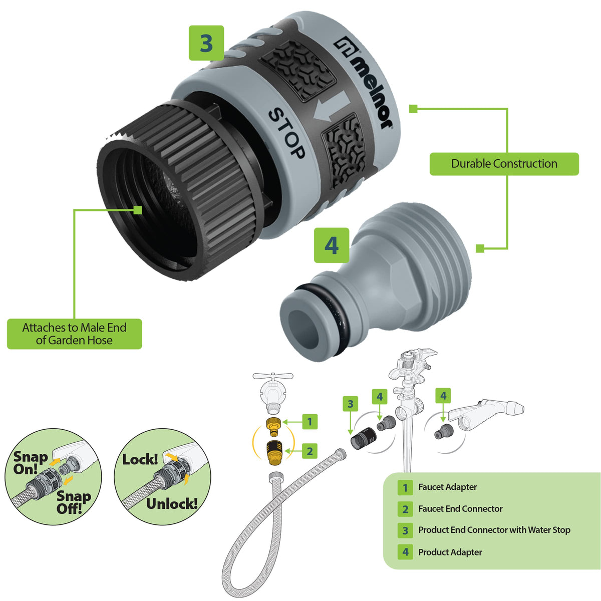 Locking connection prevents accidental disconnection for steady watering sessions
