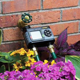 Melnor HydroLogic timer start-times view highlighting up to four starts per valve.