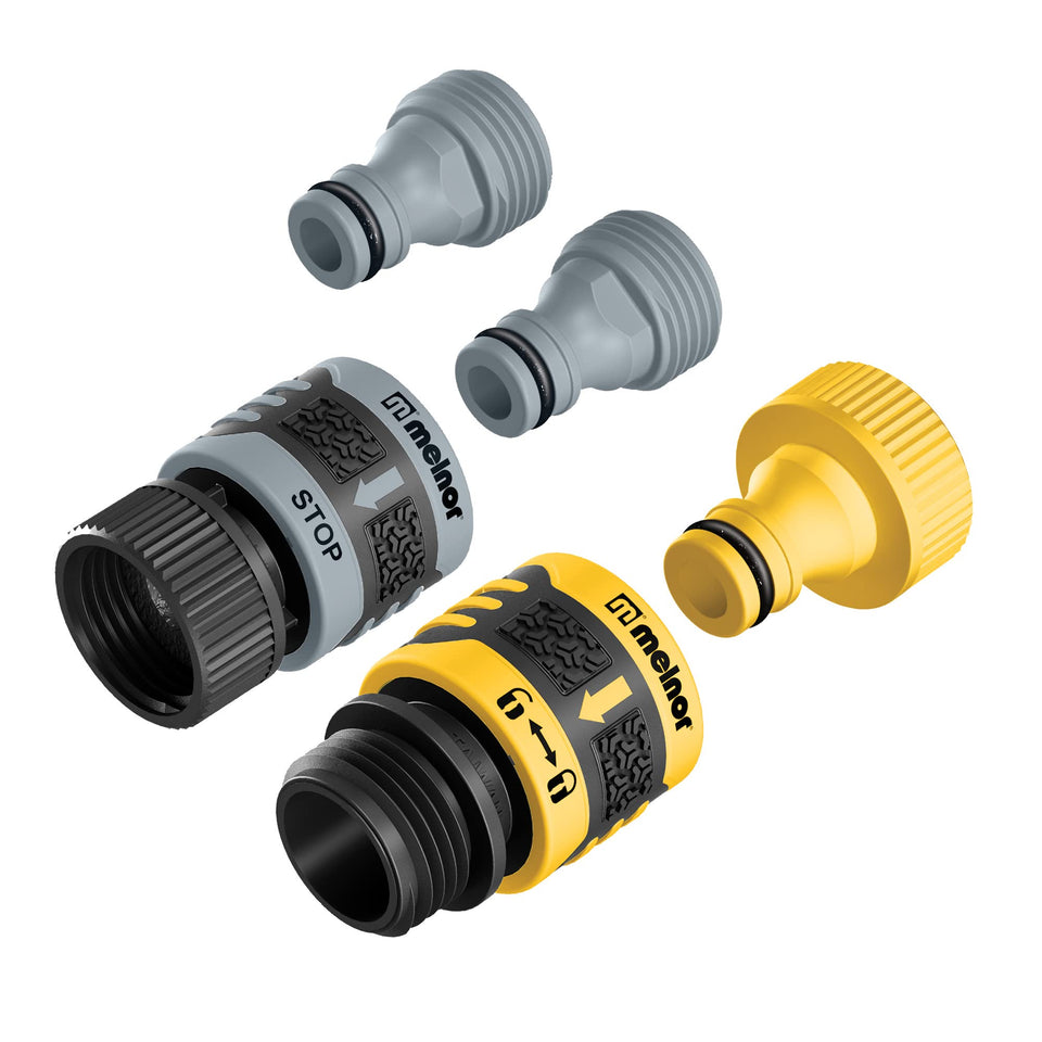 Melnor QuickConnect starter set product adapters ready for quick tool changes