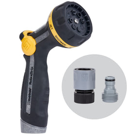 Melnor RelaxGrip nozzle front view with ergonomic grip for easier watering.