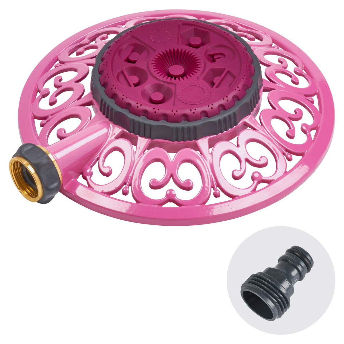Melnor Sprout metal 8-pattern sprinkler for versatile yard coverage.