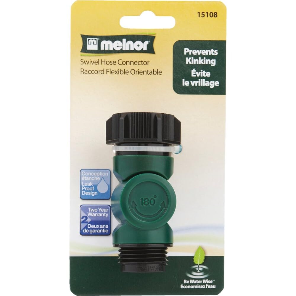 Melnor swivel connector hose demonstrates kink-prevention during daily garden tasks
