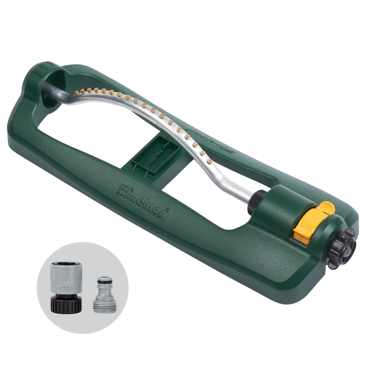 Melnor TurboTek sprinkler with brass nozzles delivers even coverage for large lawns