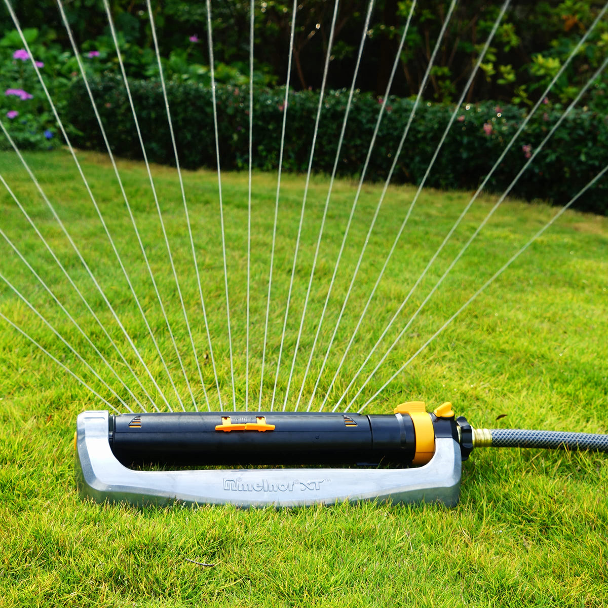 Melnor XT Turbo sprinkler quick-connect bundle enables fast, tool-free yard setup.