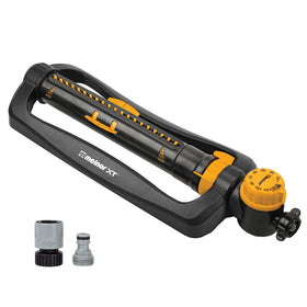 Melnor XT Turbo sprinkler setup shows wide, even coverage