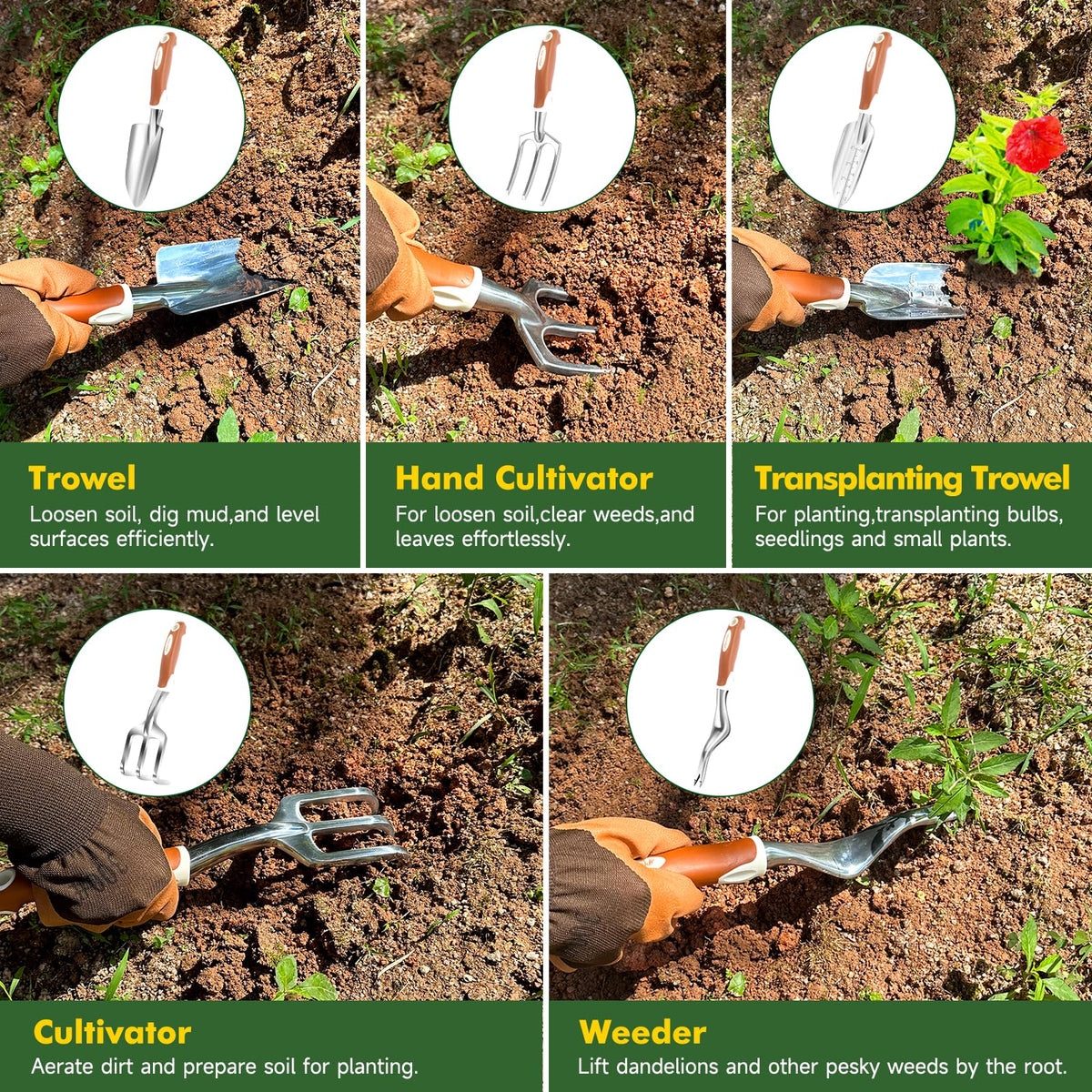 MelonArt serrated trowel for efficient soil loosening and weeding