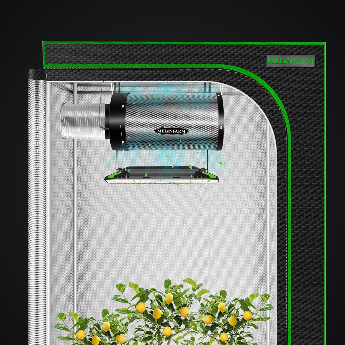 MELONFARM 8-foot ducting supports flexible installation