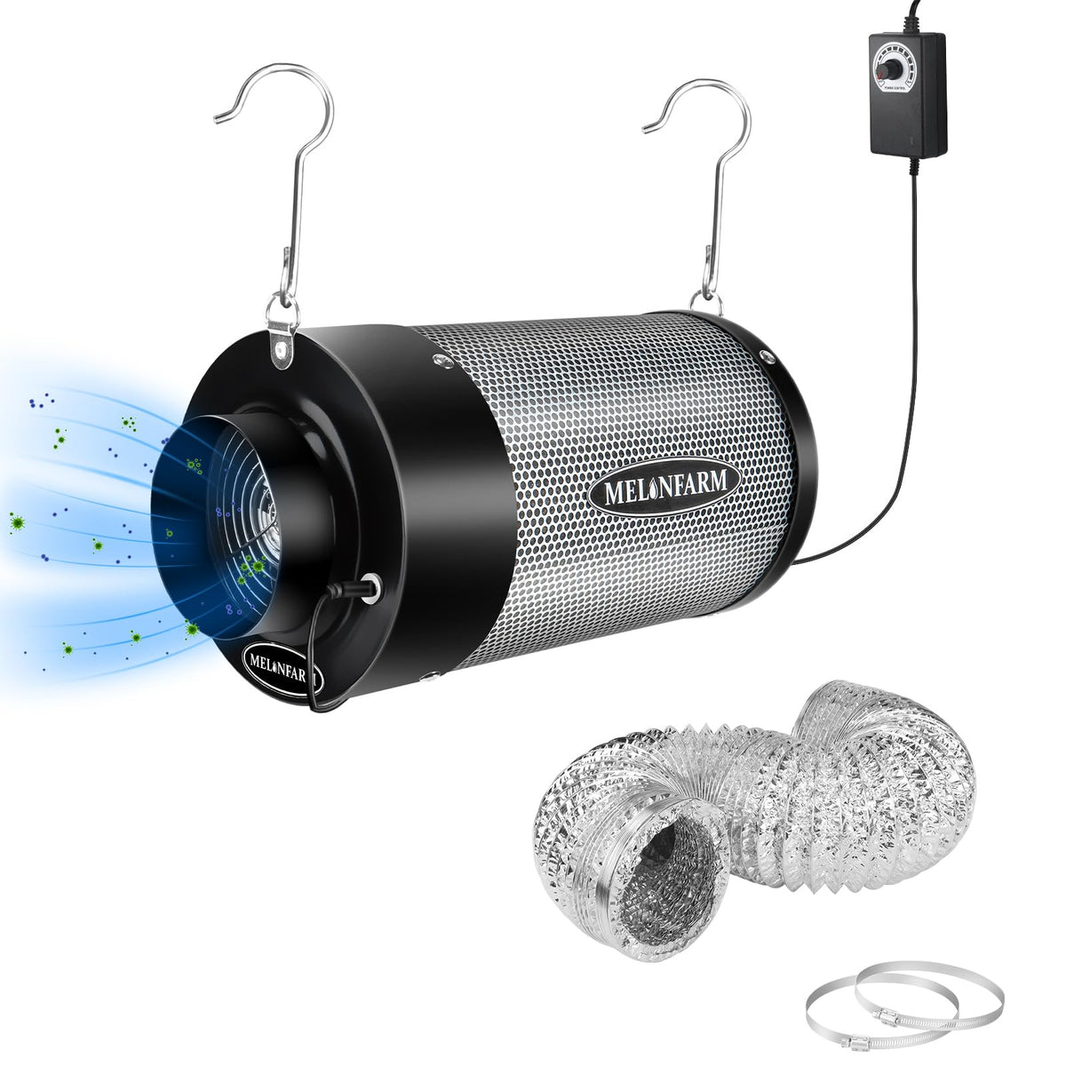 MELONFARM air filtration kit 4-inch filter for odor control in grow tents
