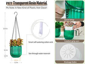 Melphoe emerald planter features sturdy chain and weather resistance for outdoor use