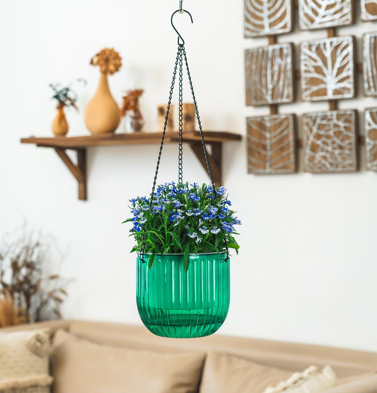Melphoe emerald inner pot with drainage holes promotes healthy root airflow.