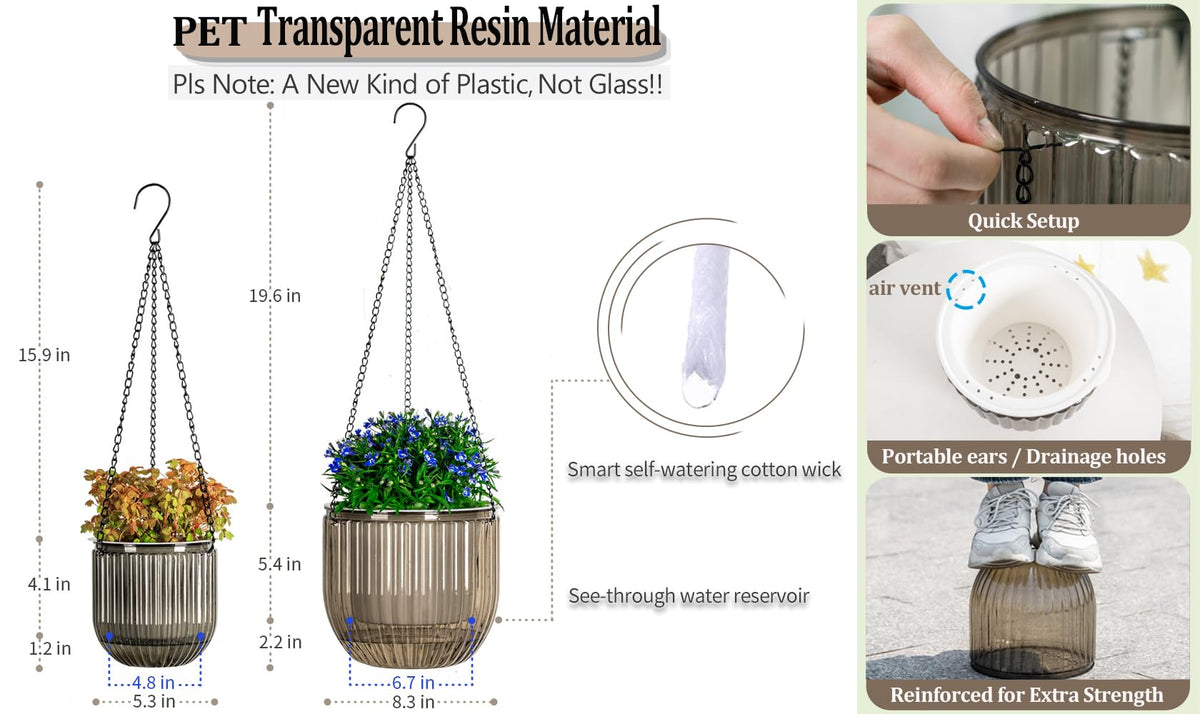Melphoe flat-bottom planter fits compact desks and shelves.
