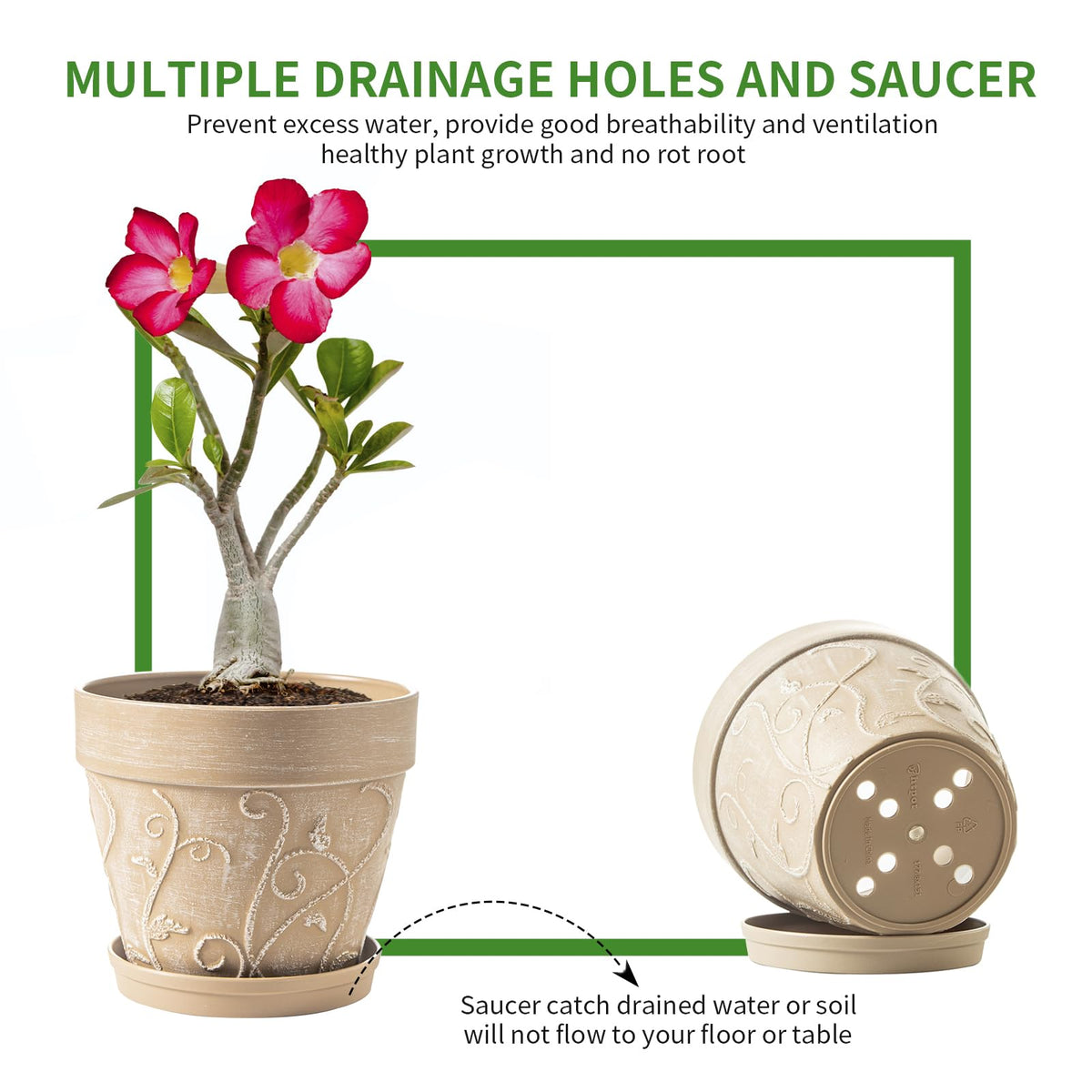 Melphoe indoor-outdoor 7inch plant pot suits gardens or shelves.