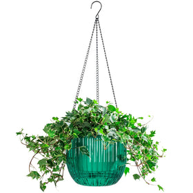 Melphoe self-watering hanging planter front view keeps soil moist for days