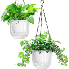 Melphoe self-watering planter outer view with visible wick for moisture control
