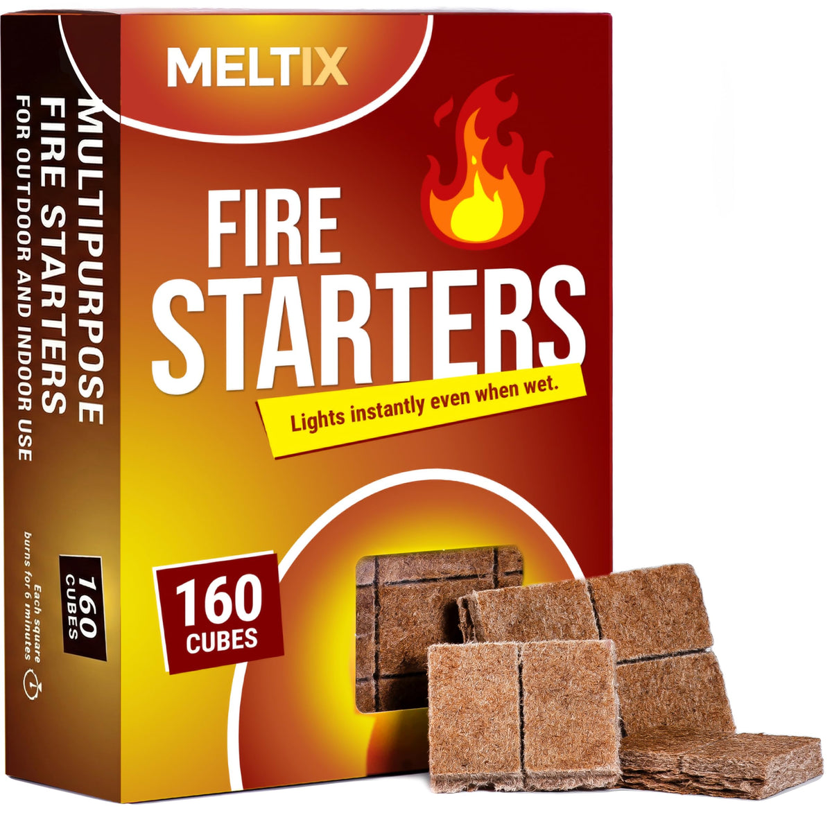 MELTIX fire starter cubes bulk pack igniting logs quickly for effortless camping fires
