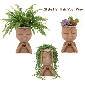 Meltset M Face Planter brown resin decor for home or office.