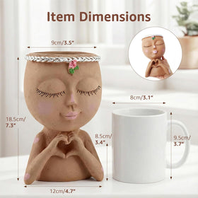 Meltset M Face Planter heart hands side angle ideal for desks and shelves.