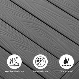 Meluvici black wood-grain side table adds durable, low-maintenance outdoor seating area.