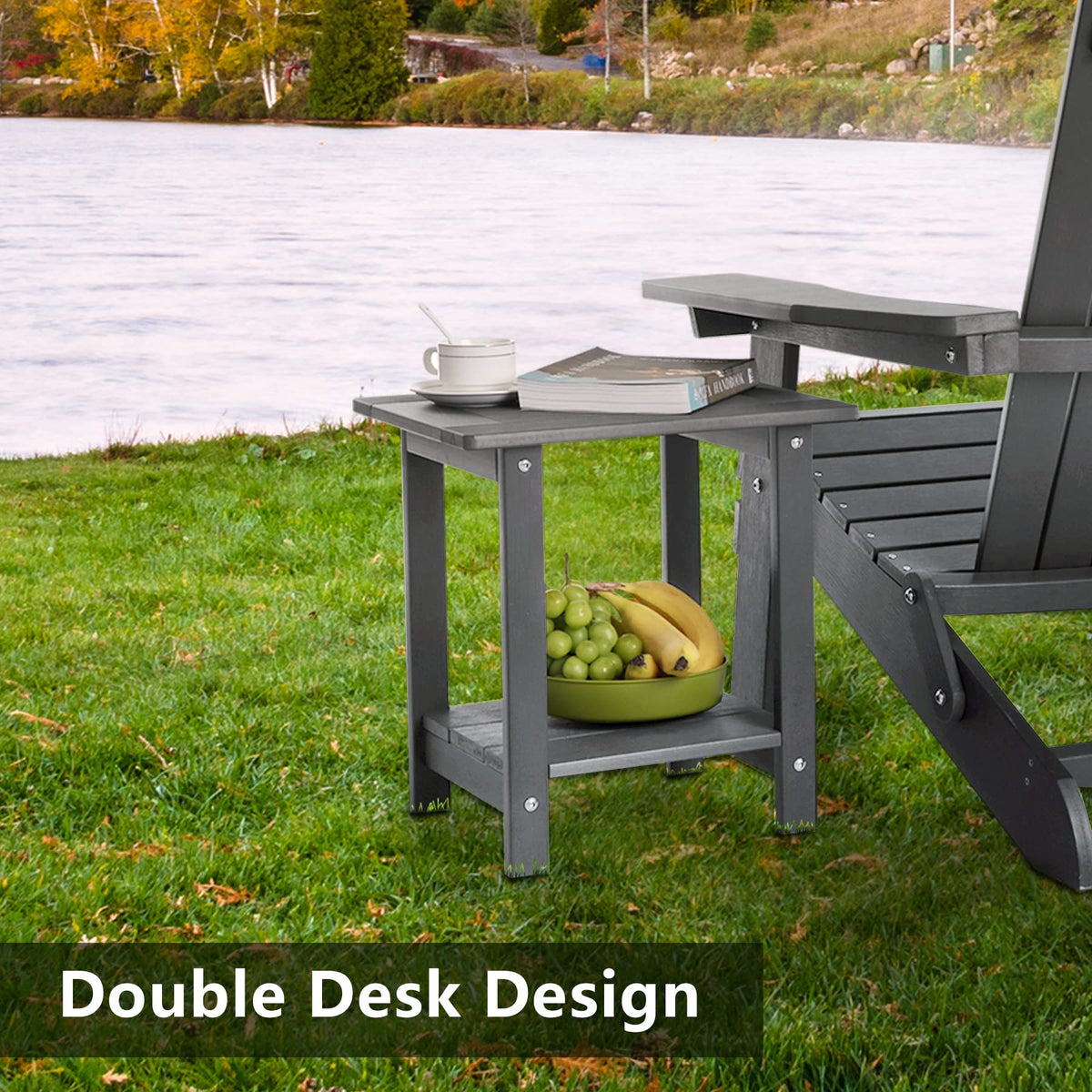 Meluvici double Adirondack side table easy-assembly design saves setup time.