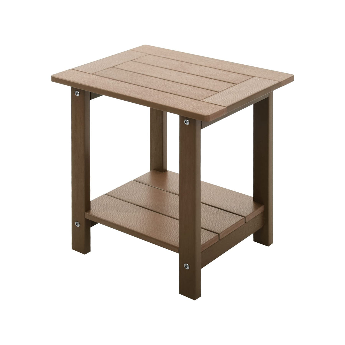 Meluvici double Adirondack side table with upper storage keeps drinks within reach.
