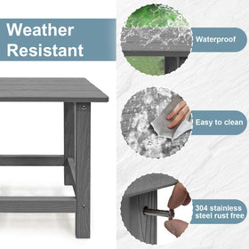 Meluvici HDPS Adirondack side table, grey, weather resistant for sun and rain.