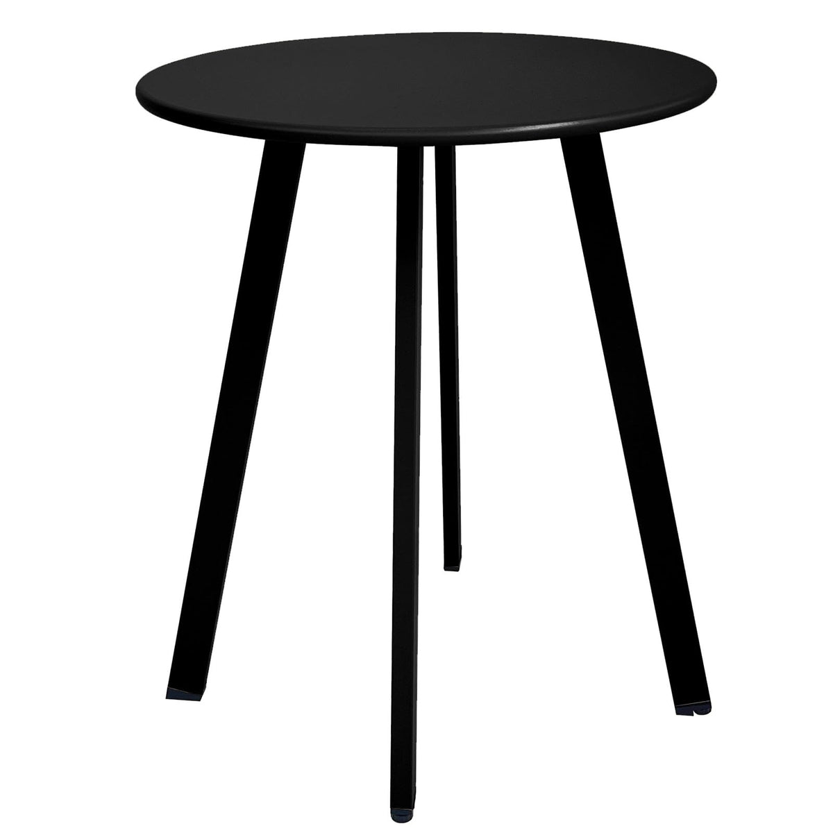 Meluvici outdoor side table in round black finish, ideal for outdoor coffee breaks.