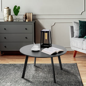 Meluvici outdoor side table with U-shaped legs in black provides stable support