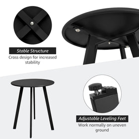 Meluvici patio end table with compact diameter fits small spaces.