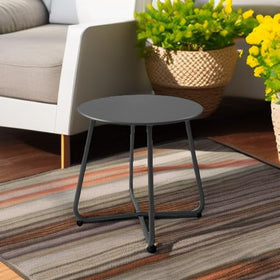 Meluvici Patio small side table with adjustable feet stabilizes on uneven floors.