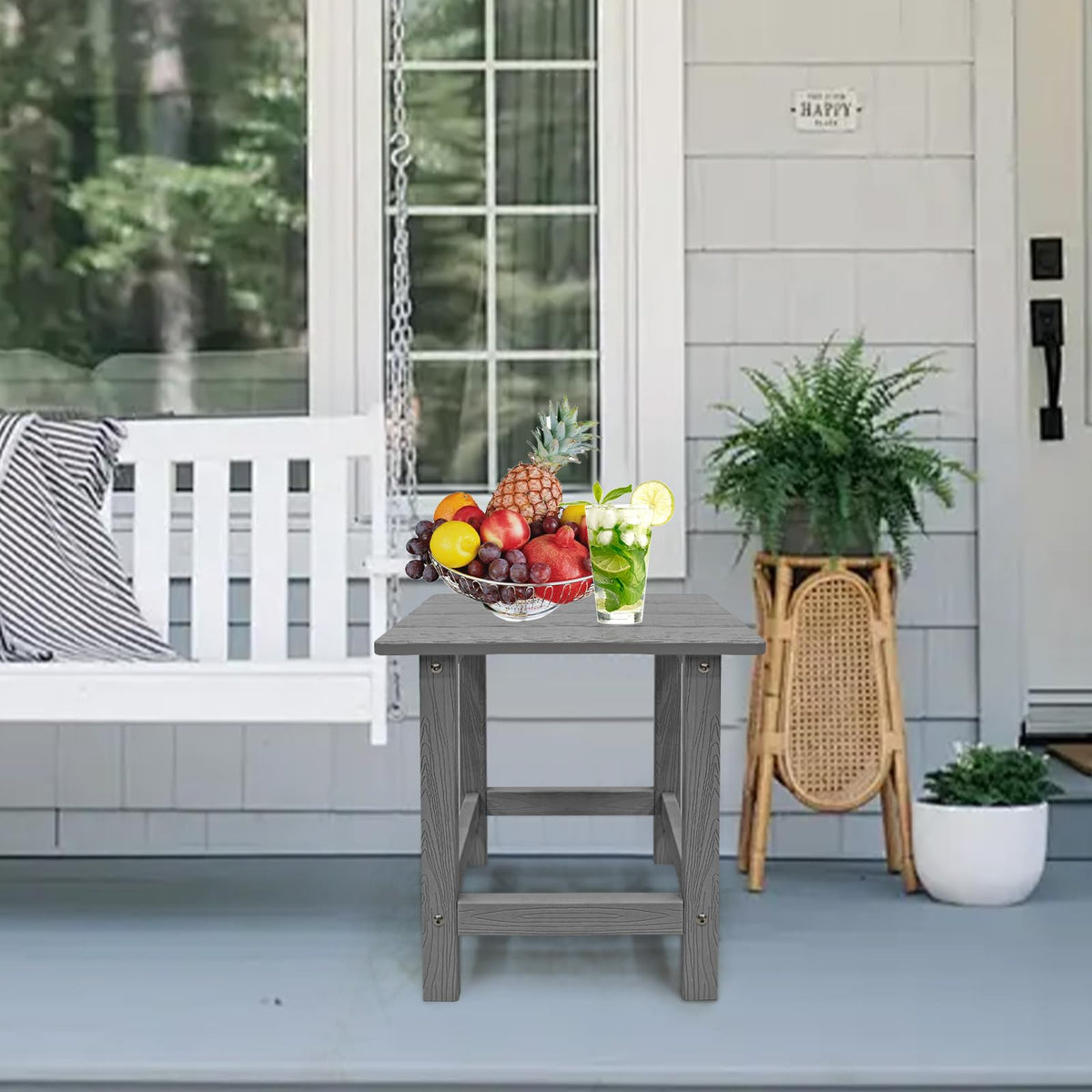 Meluvici poolside side table in grey for pool days and casual lounging.
